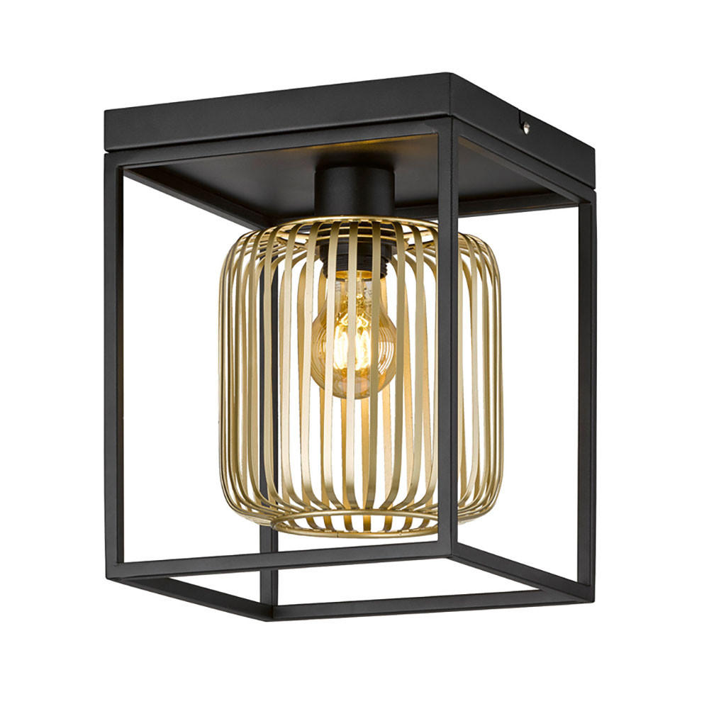 DECKENLEUCHTE Metall Schwarz Gold - Schwarz, Metall (23/23/28.5cm)