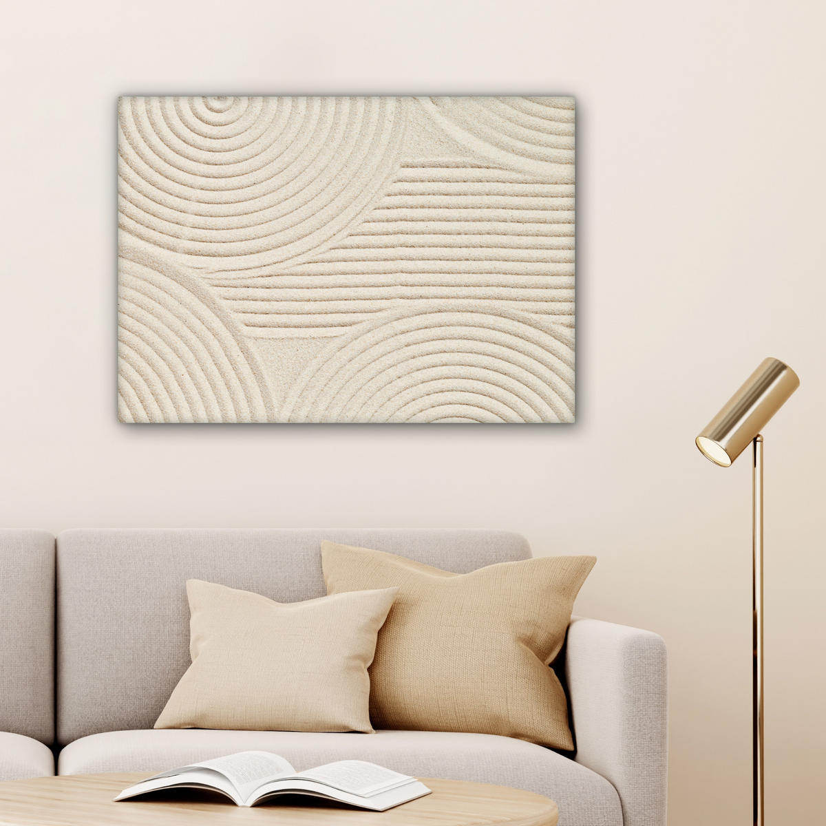 LEINWANDBILD Muster - Abstrakt - Weiß Wandbilder 80x60 cm - Beige, Textil (80/60cm) - MuchoWow