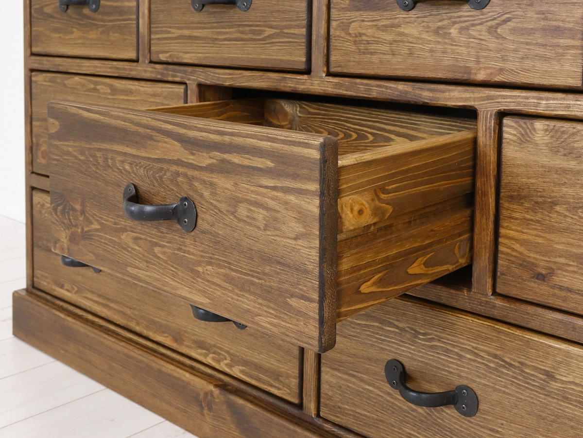 KOMMODE aus Massivholz Rustyk 3/9 - Dunkelbraun/Schwarz, Holz (152/80/45cm) - Seart