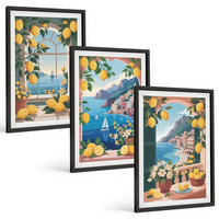 BILDER SET 3er Set - 40x60 cm Schwarzer Rahmen - Meerblick, italienische Zitronen - Schwarz, Kunststoff (40/60cm) - TULUP