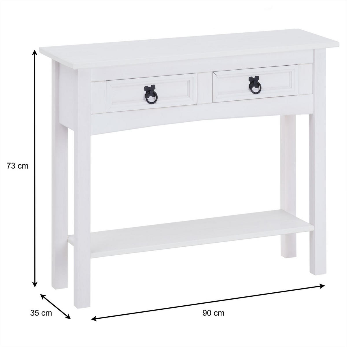 KONSOLENTISCH RURAL - Weiß, Holz (32/88/73cm) - CARO-Möbel