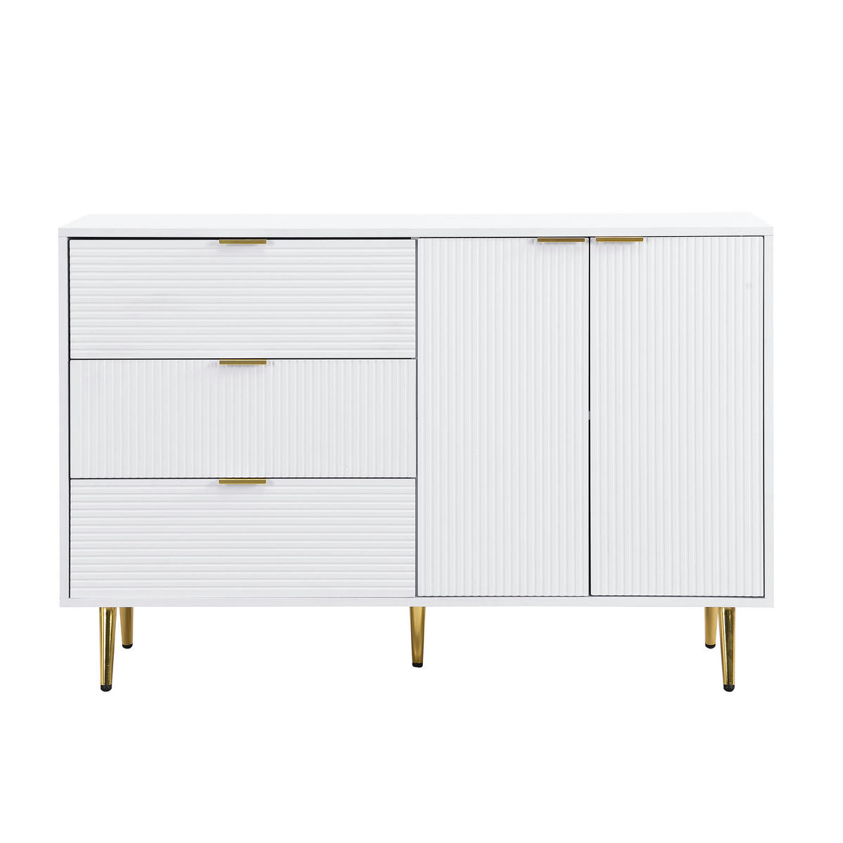 SIDEBOARD weiß & wellen-design mit 3 schubladen & 2 türen - Weiß, Holzwerkstoff (120/80.5/38cm) - Urban Meuble