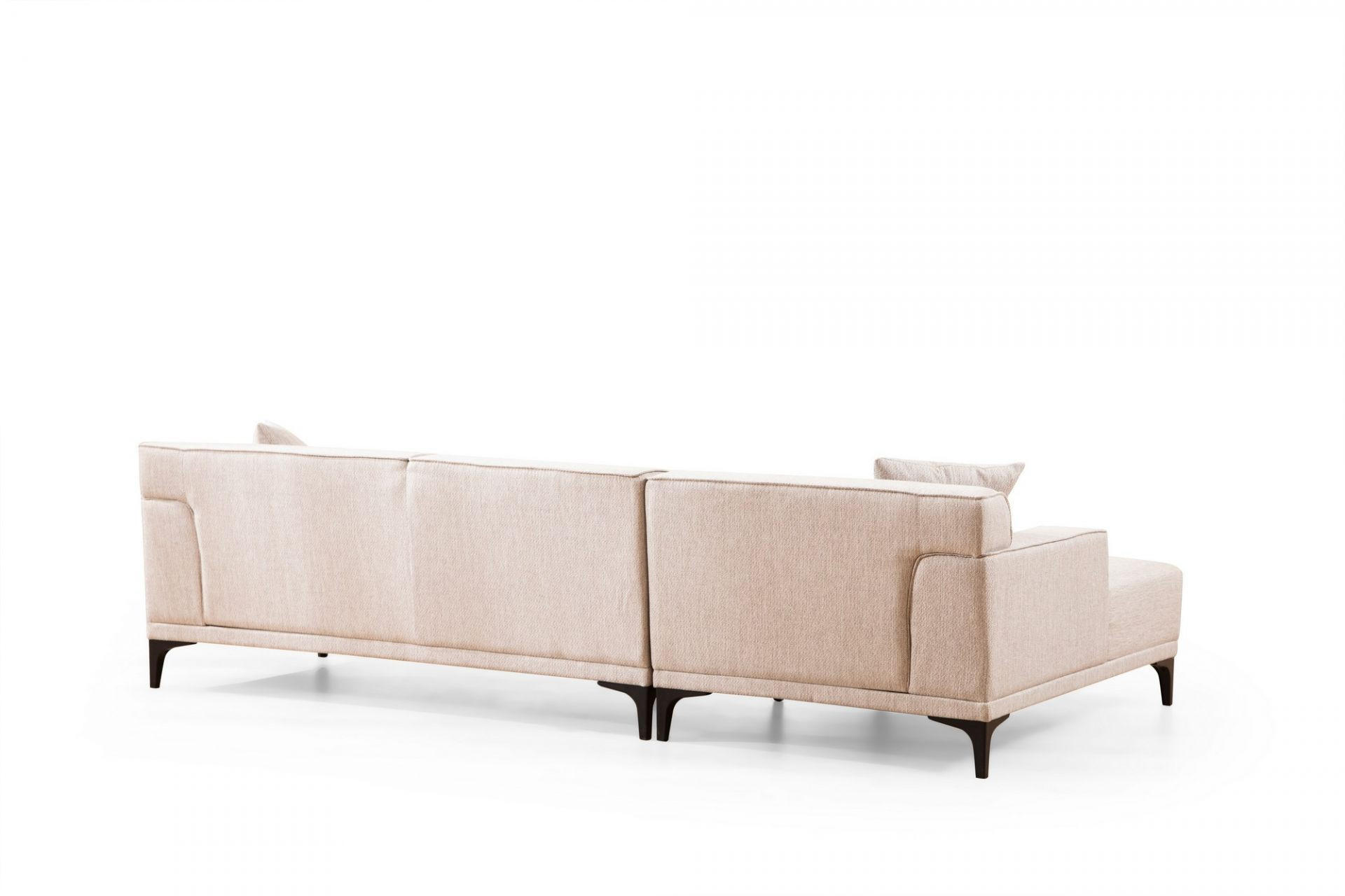 ECKSOFA modern inklusive Zierkissen - Beige/Schwarz, Holz/Kunststoff (250/145cm) - myHomelando