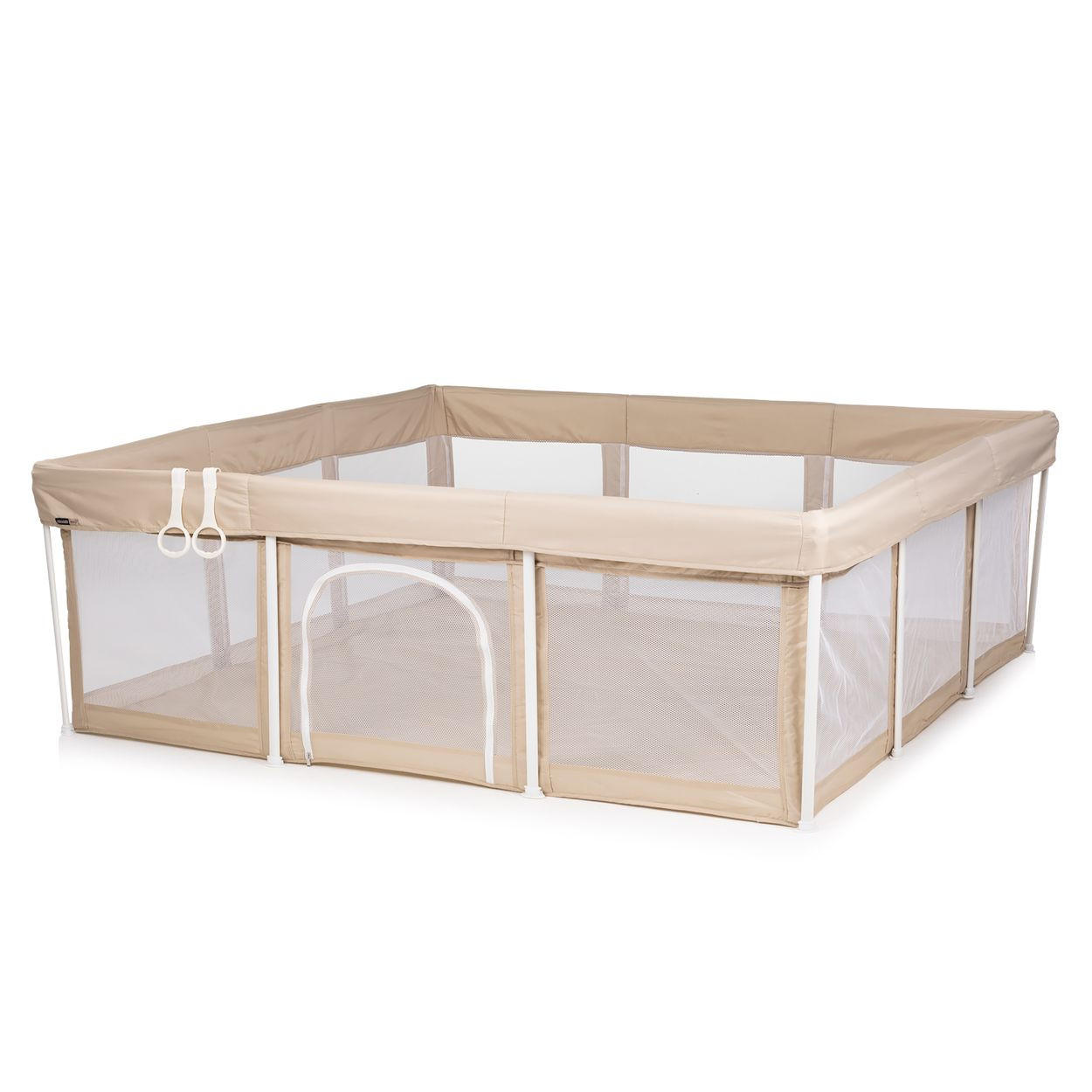 LAUFSTALL Easy beige 180 x 180 cm, Tasche, 2 Ringe, faltbar, Schlupfloch, Reißverschluss - Beige, Metall (180/62/180cm) - Chipolino