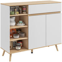 SIDEBOARD Weiß und Naturfarben, 119/40/102 cm - Weiß, Holz (119/102/40cm) - PANGIVO