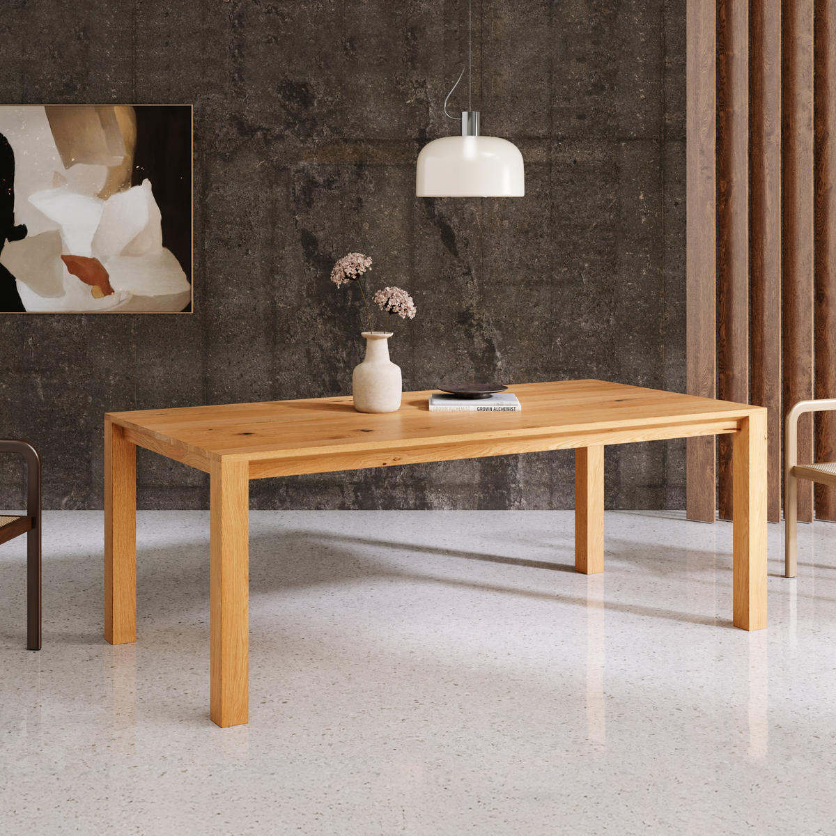 ESSTISCH Plain aus massivem Eichenholz 180x90 cm - Eichefarben/Naturfarben, Holz (180/90/75cm) - Danzz