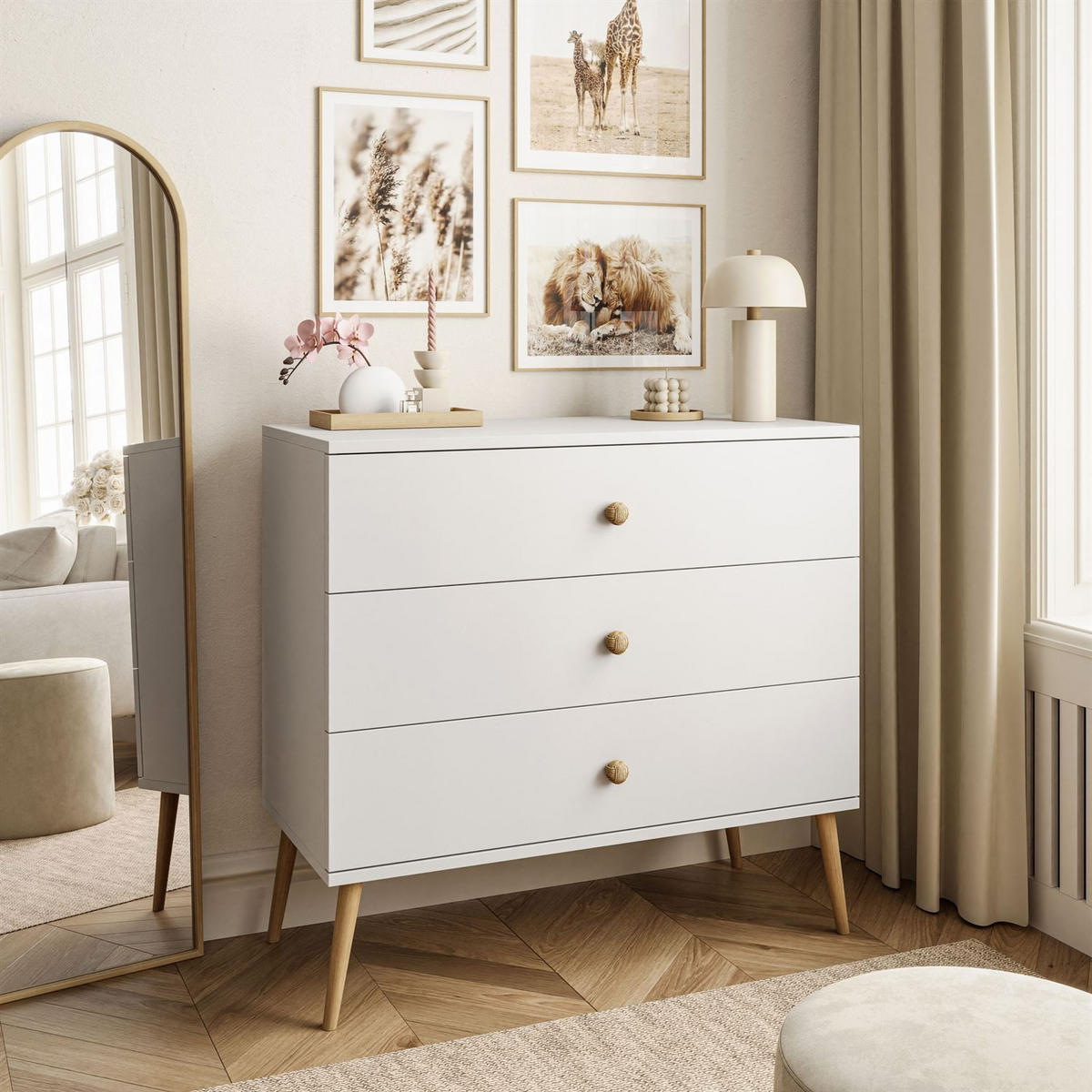 KOMMODE mit Schubladen HARMONY Weiß - Weiß, Holzwerkstoff (100/85/41cm) - Lookway