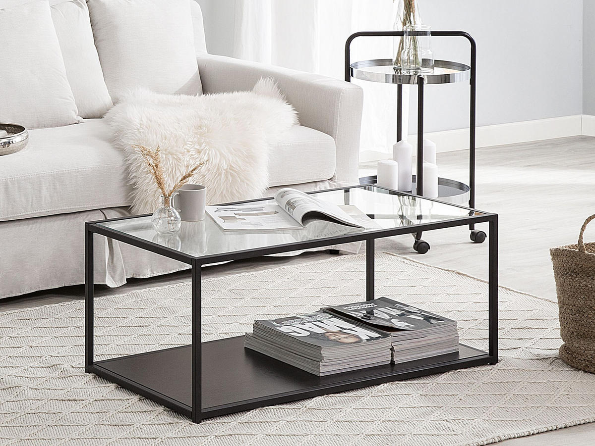 COUCHTISCH Glas schwarz rechteckig Medora - Schwarz, Glas (54/100/42cm) - Beliani