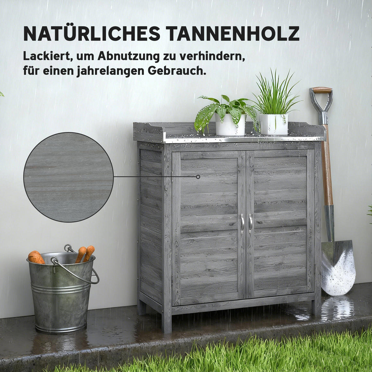 GARTENSCHRANK DE-09235 Grau - Grau, Holz (40/92/83cm) - ComfortXL