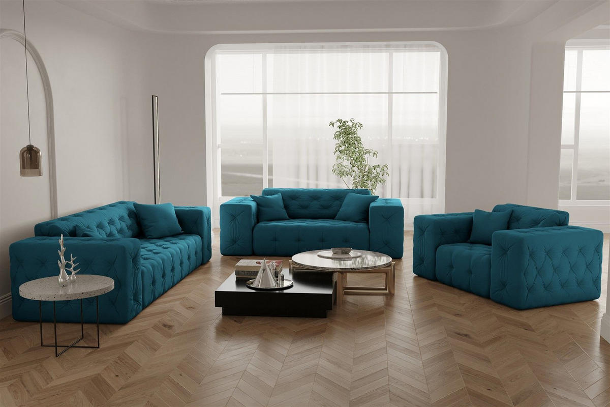 SESSEL Chantal - Blau, Holzwerkstoff/Textil (121/78/96cm) - Fun Möbel