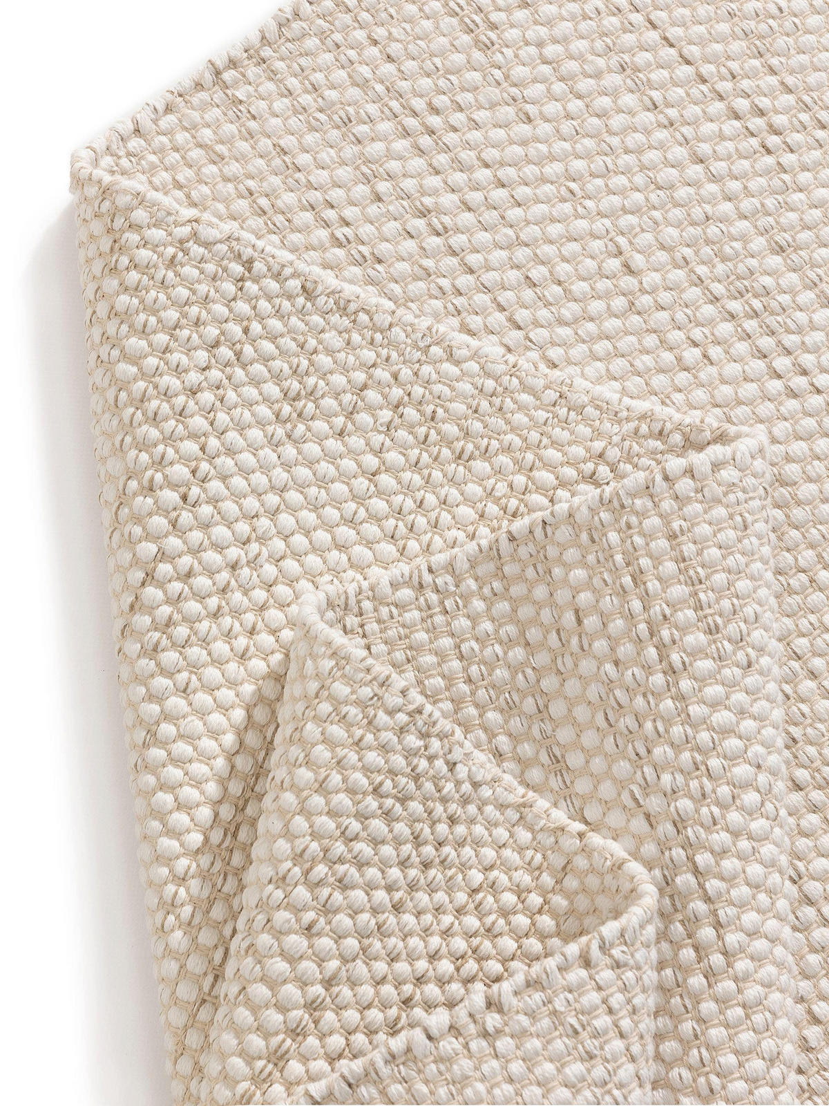 BAUMWOLLTEPPICH Ron handgewebt 140x200 cm - Creme, Naturmaterialien/Textil (140/200cm) - benuta