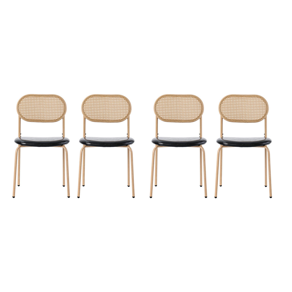 ESSZIMMEERSTUHL-SET 4er-set Schwarz 48/46/80 cm - Schwarz, Metall (46/80/48cm) - Urban Meuble