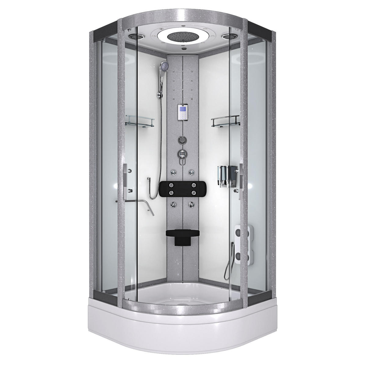 FERTIGDUSCHE Dusche D58-50T0-EC Weiß 90x90 - Weiß, Glas/Kunststoff (90/90/225cm) - AcquaVapore by Sandra Jentho