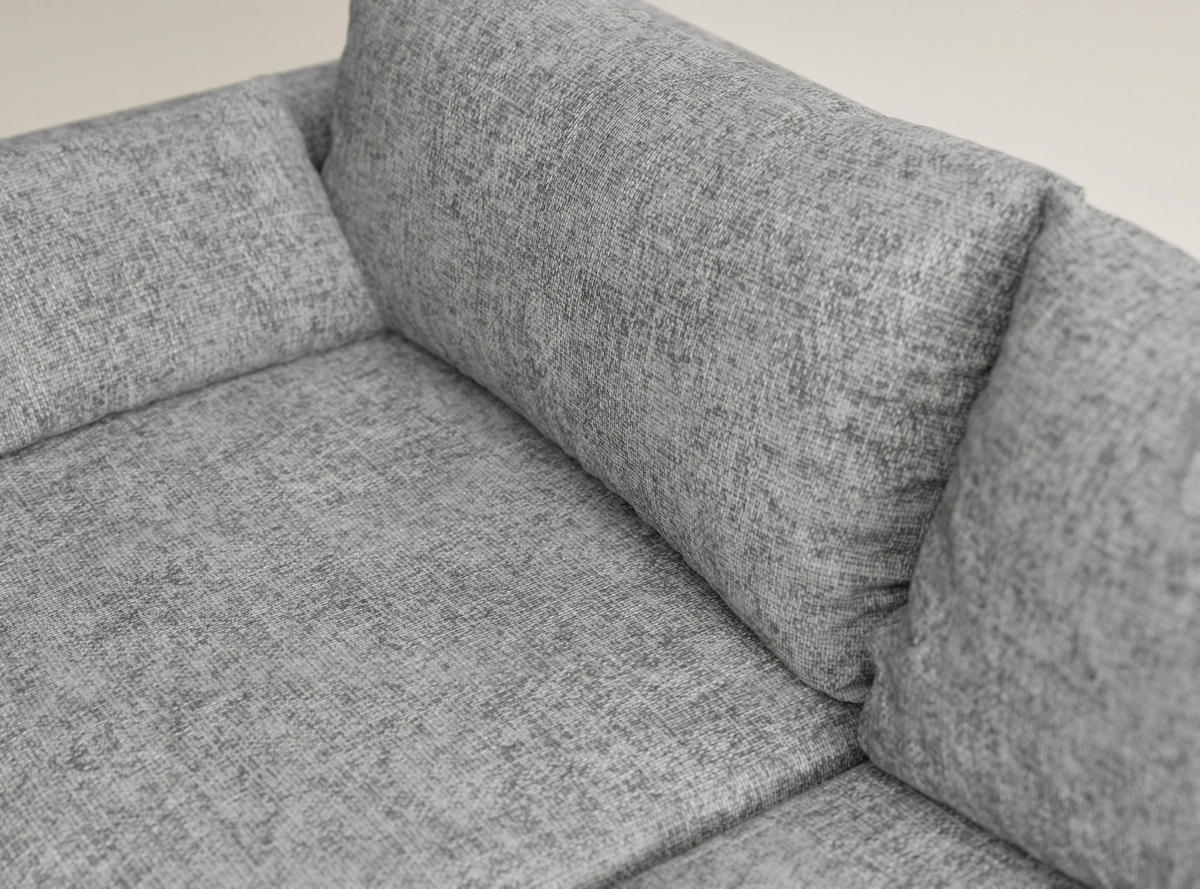 ECKSOFA MIT SCHLAFFUNKTION Leon Grau Chenille-Stoff - Schwarz/Grau, Holz/Holzwerkstoff (239/148cm) - Maison de Reve