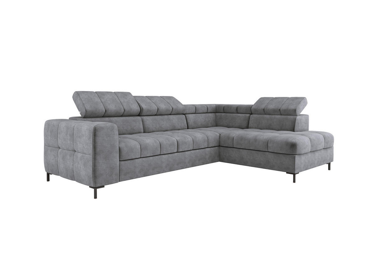 ECKSOFA PABLOS Cloud, L-förmig, Moderne, mit verstellbarem Kopfteil, Schlaf- & Lagermöglichkeiten, freistehend, RECHTS 279x201x97 cm Grey - Silberfarben, Holz/Textil (279/201cm) - DomoHome
