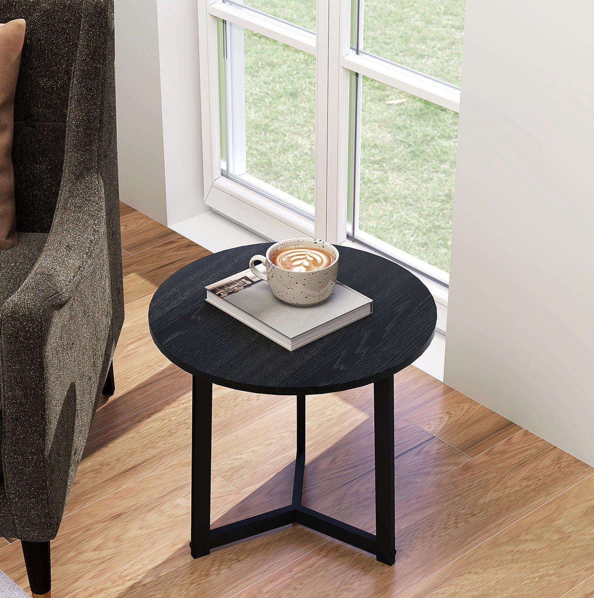 SADA konferenčních stolků 48/48/45 cm černá z oceli se zasouvacím designem - černá, kov (48/48/45cm) - OKWISH
