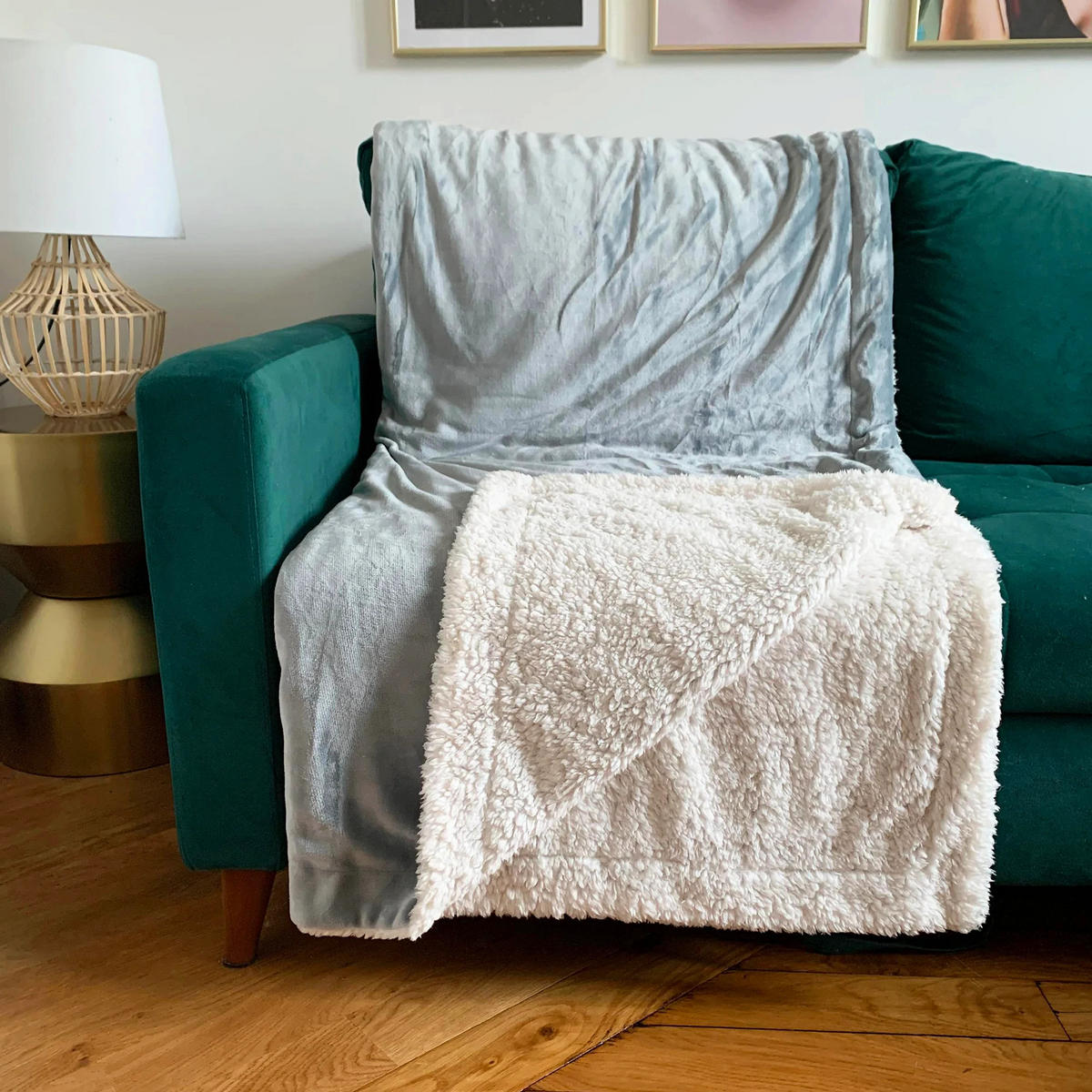 PLAID gefüttert in Schafsoptik Hellgrau 130 x 170 - Grau, Textil (130/170cm) - LE COMPTOIR DE LA PLAGE