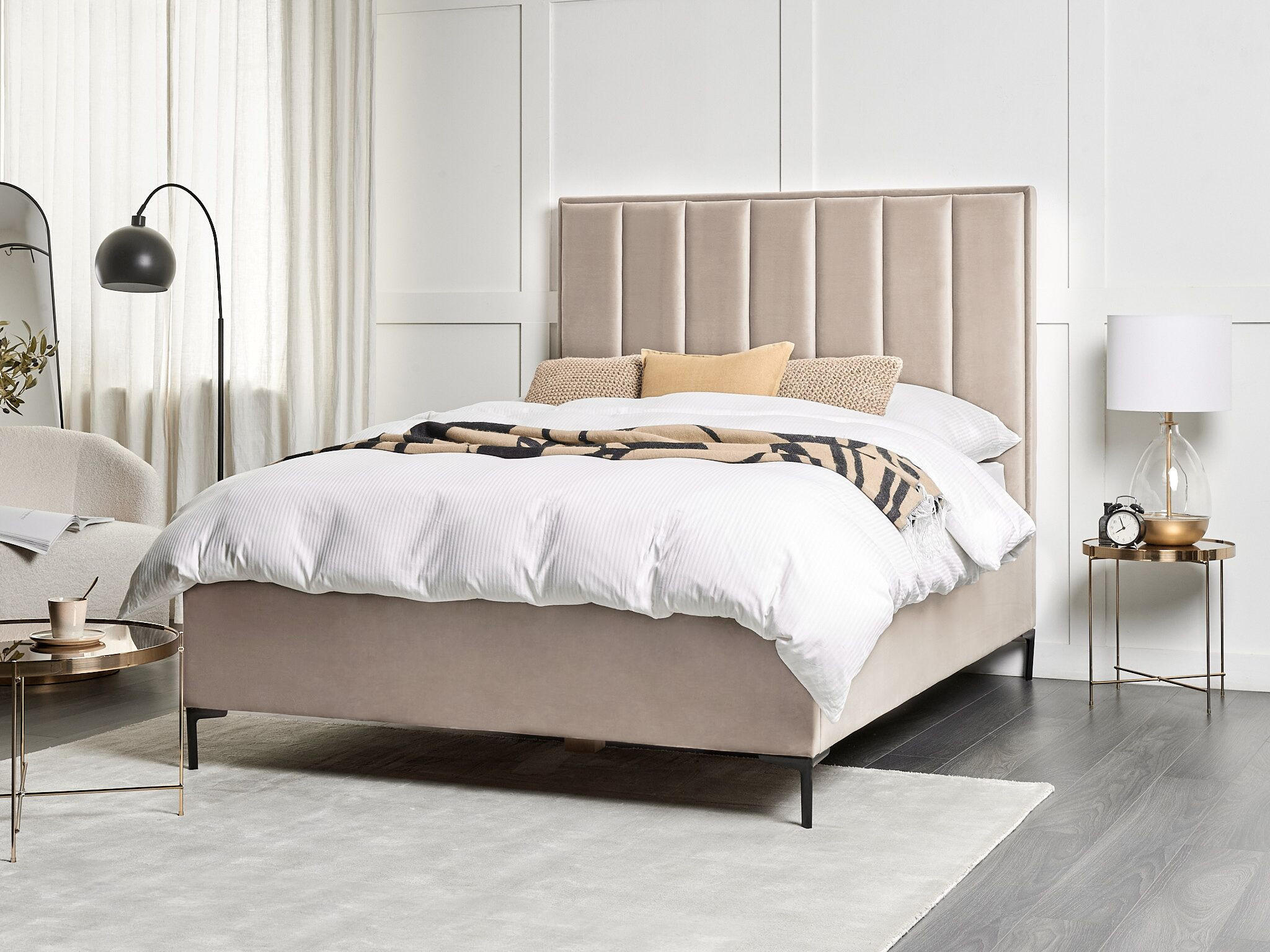 POLSTERBETT 140x200 cm Beige Sezanne - Taupe, Textil (140/200cm) - Beliani