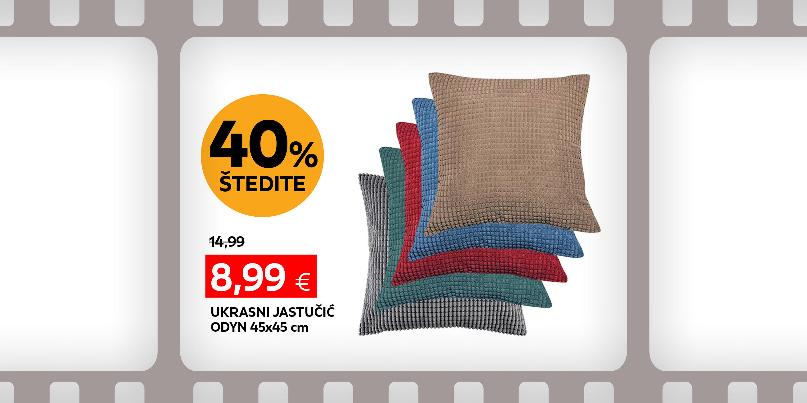 ukrasni jastučić Odyn 45x45 cm umjesto 14,99 € nova cijena 8,99 € Štedite 40%