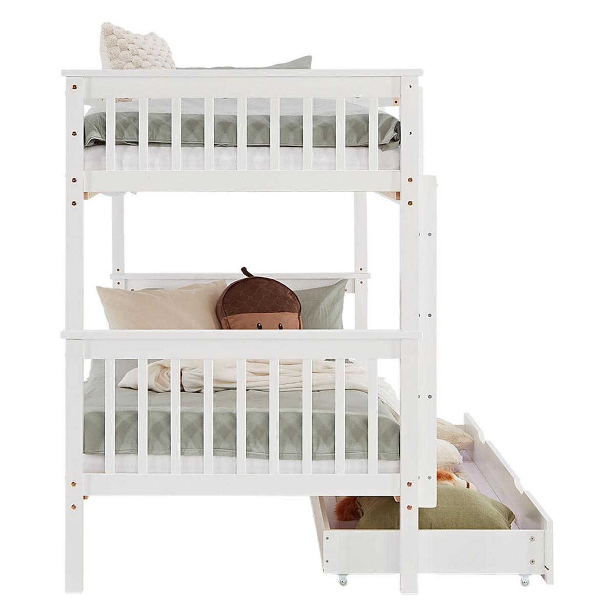 ETAGENBETT mit Bettkasten 90/200 cm Weiß - Weiß, Holz (90/200cm) - Homestyle4u