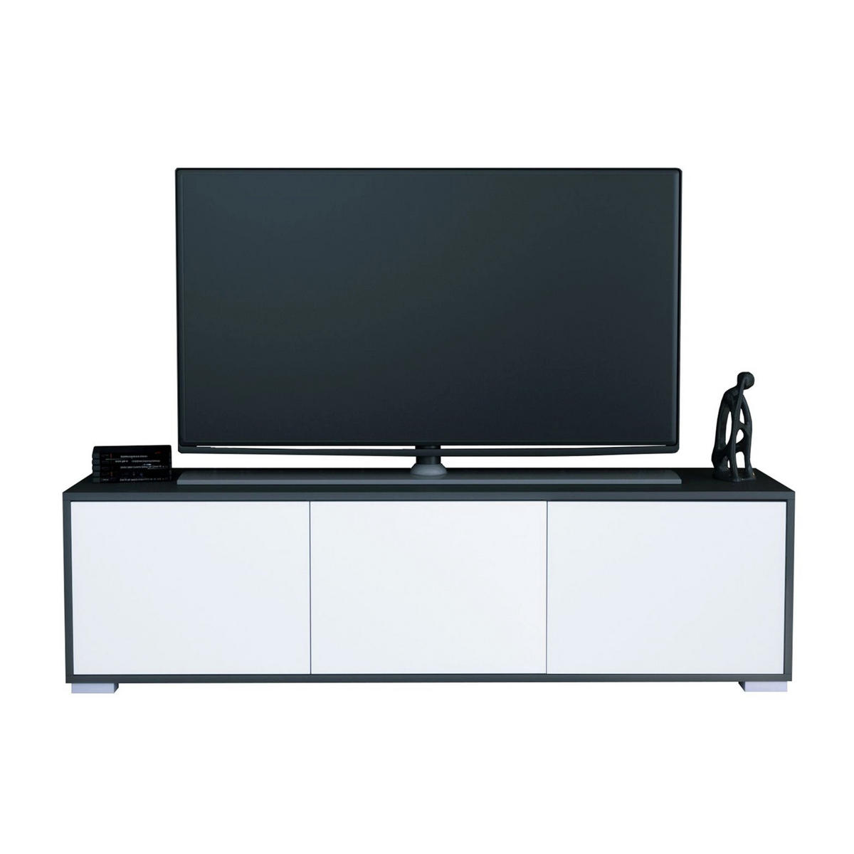 TV-BOARD Elena, Lowboard mit Push-to-Open, Made in Germany, Moderner Fernsehschrank, Anthrazit matt/Weiß matt (152,5 x 43 x 37 cm) - Weiß, Holzwerkstoff (152.5/43/37cm) - InnoFurn
