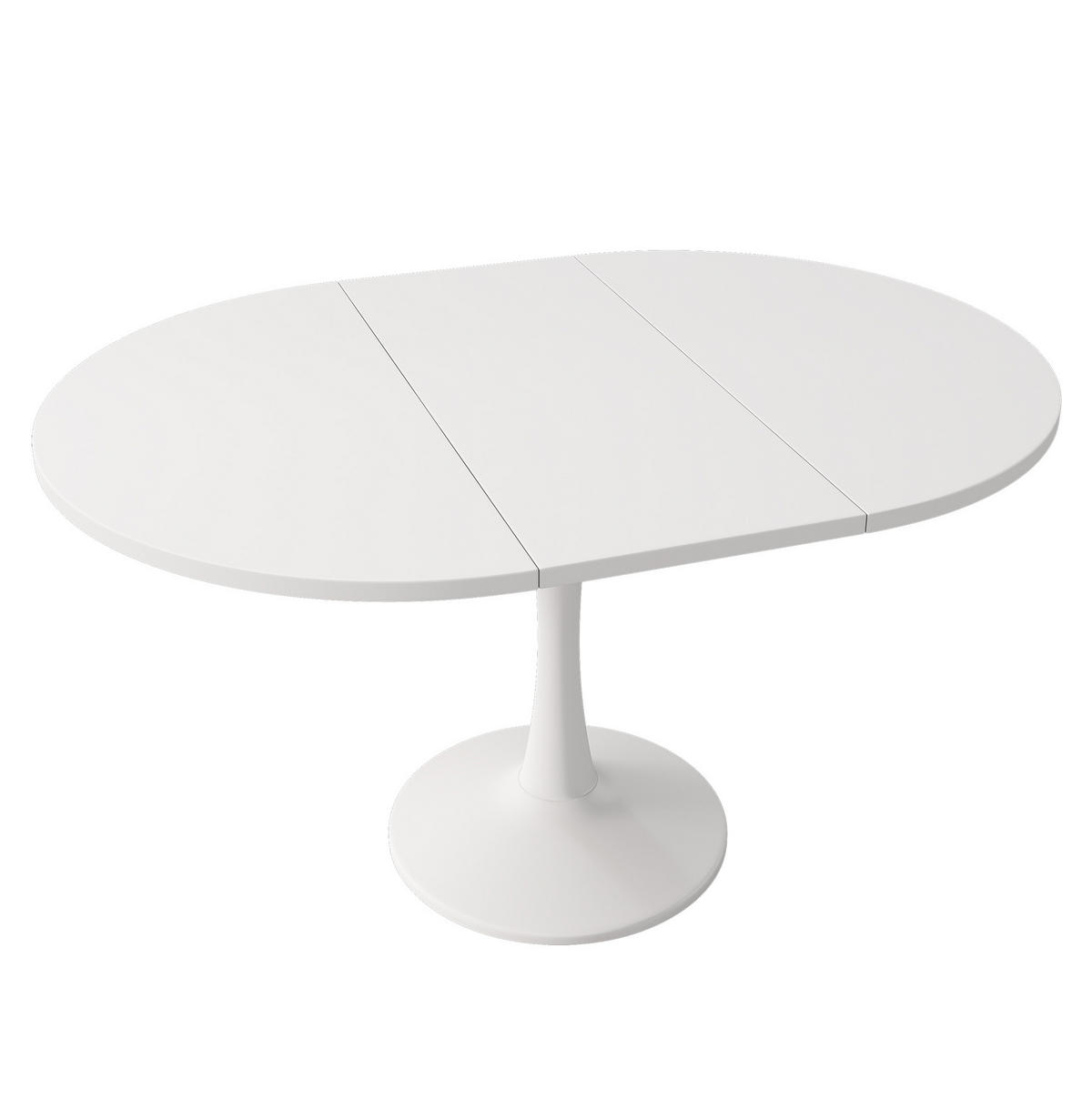 RAZTEGLJIVA jedilna miza 100/140 x 100 x 75 cm, ovalna oblika, prostorsko varčna in enostavna za vzdrževanje, Bela - bela, leseni material (140/100/75cm) - Redom