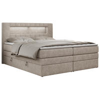 BOXSPRINGBETT GOLD-5 KING LED 180/200 Beige Struktur - H3 - Beige, Holz/Textil (180/200cm) - MKS