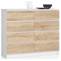 KOMMODE Weiß, Eiche Sonoma 99/120/40 - Weiß, Holzwerkstoff (120/99/40cm) - RAUMHIRSCH FURNITURE