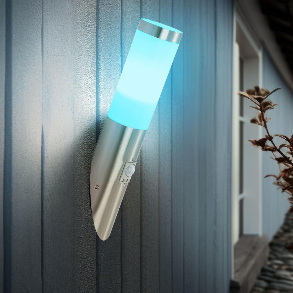 LED AUSSEN-WANDLEUCHTE Silber RGB - Silberfarben, Kunststoff/Metall (16.6/41/20cm) - Globo Lighting