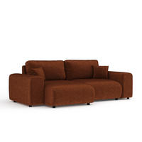 ECKSOFA Zanzibar Blau Grau Samtstoff - Dunkelorange/Schwarz, Holz/Holzwerkstoff (237/144cm) - Maison de Reve