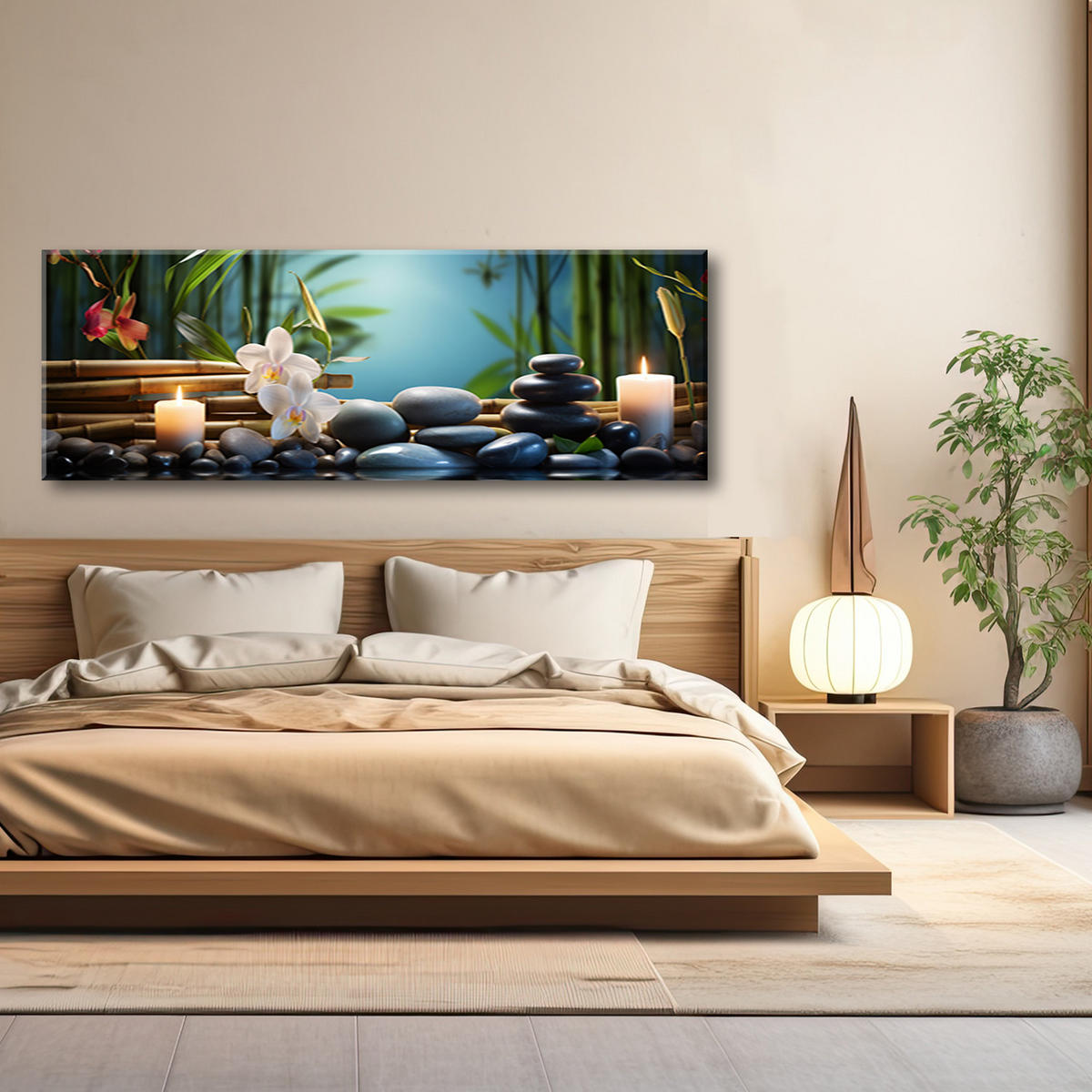 WANDBILD spa zen orchidee - Grün, Textil (90/30cm) - Feeby