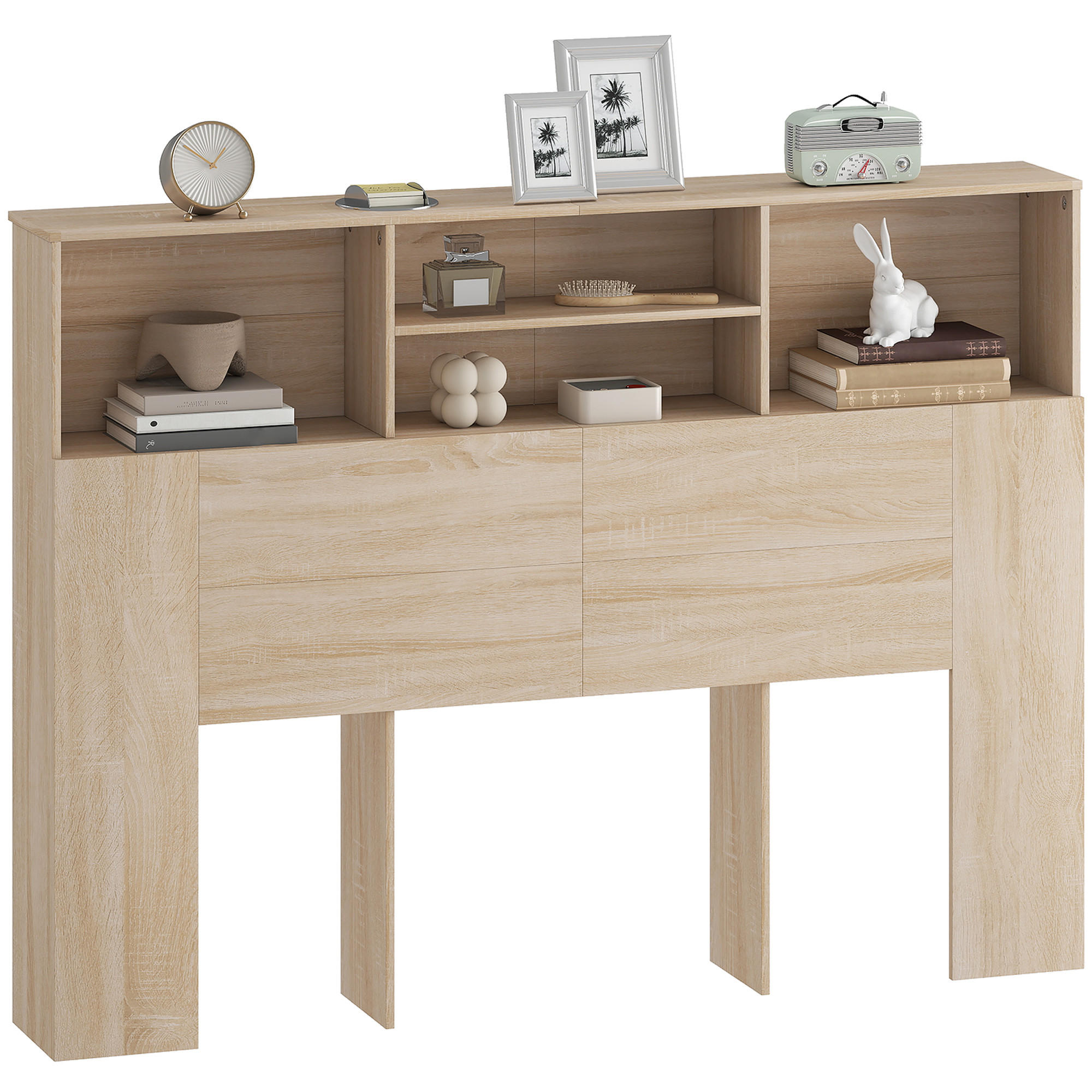 KOPFTEIL DE-18528 mit 4 offenen Fächern Naturholz-Optik - Naturfarben, Holzwerkstoff (19/103.5/140cm) - ComfortXL