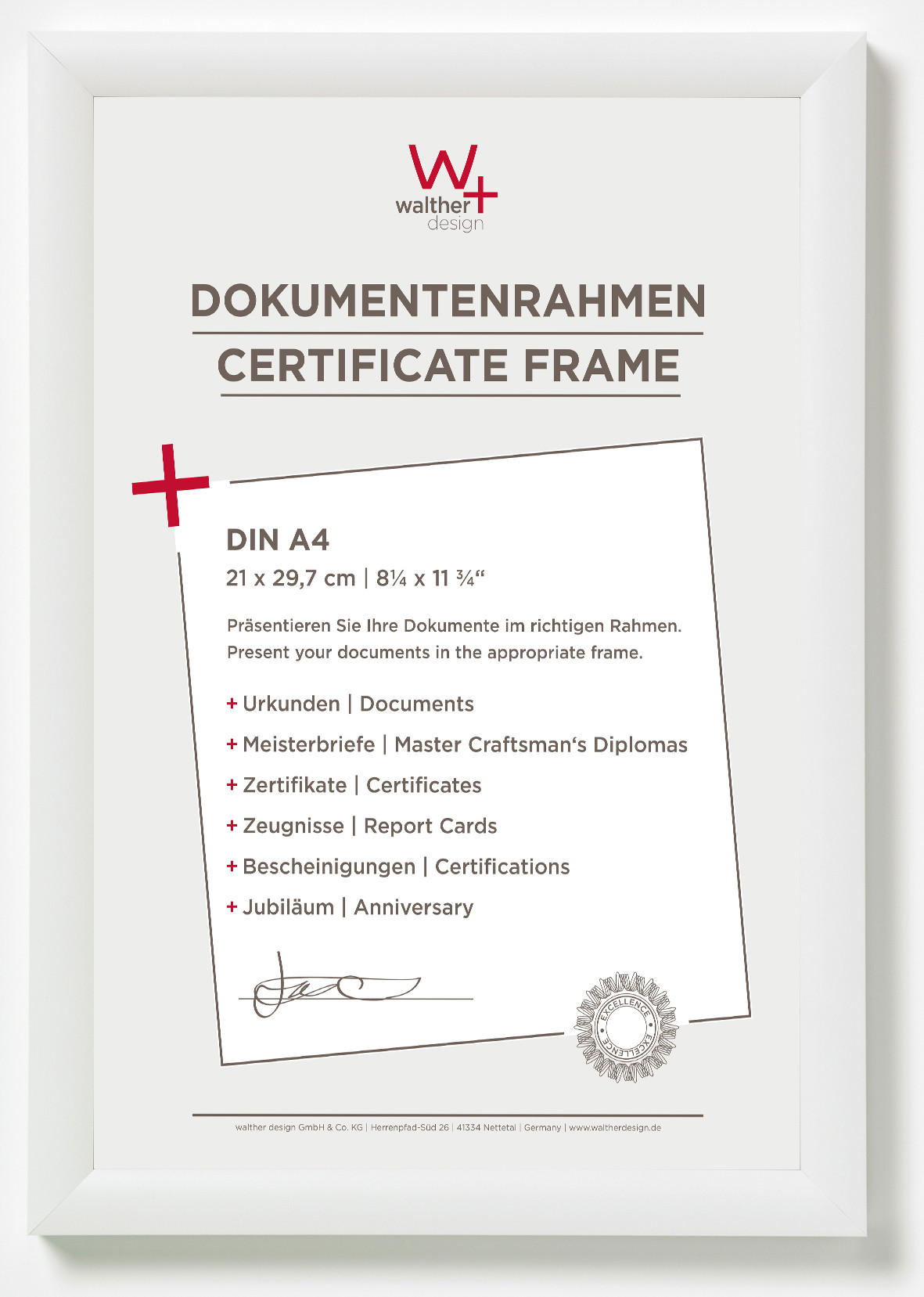 walther design Bilderrahmen Weiß 23.8x32.8x1.7 cm