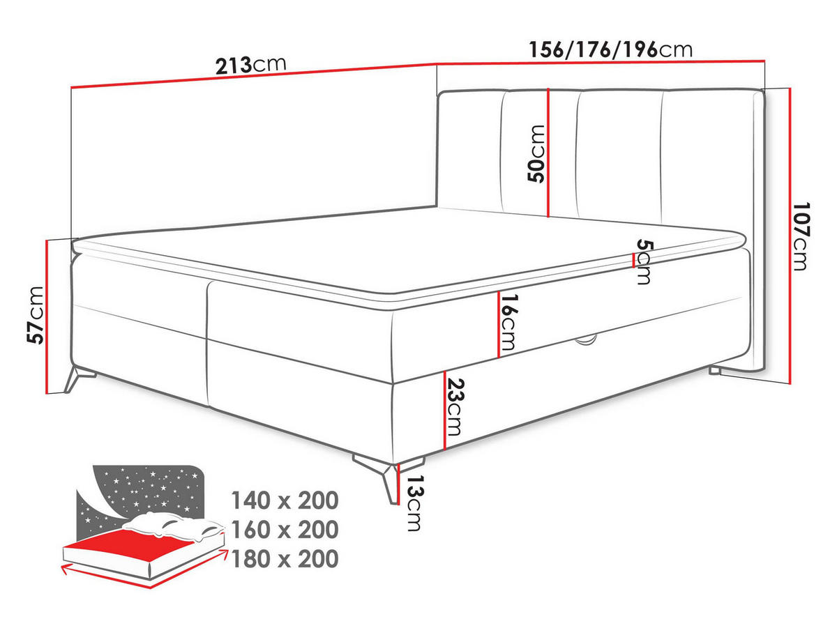 BOXBETT Eco Bis - H3 - Schwarz/Grau, Holz/Holzwerkstoff (180/200cm) - MIRJAN24