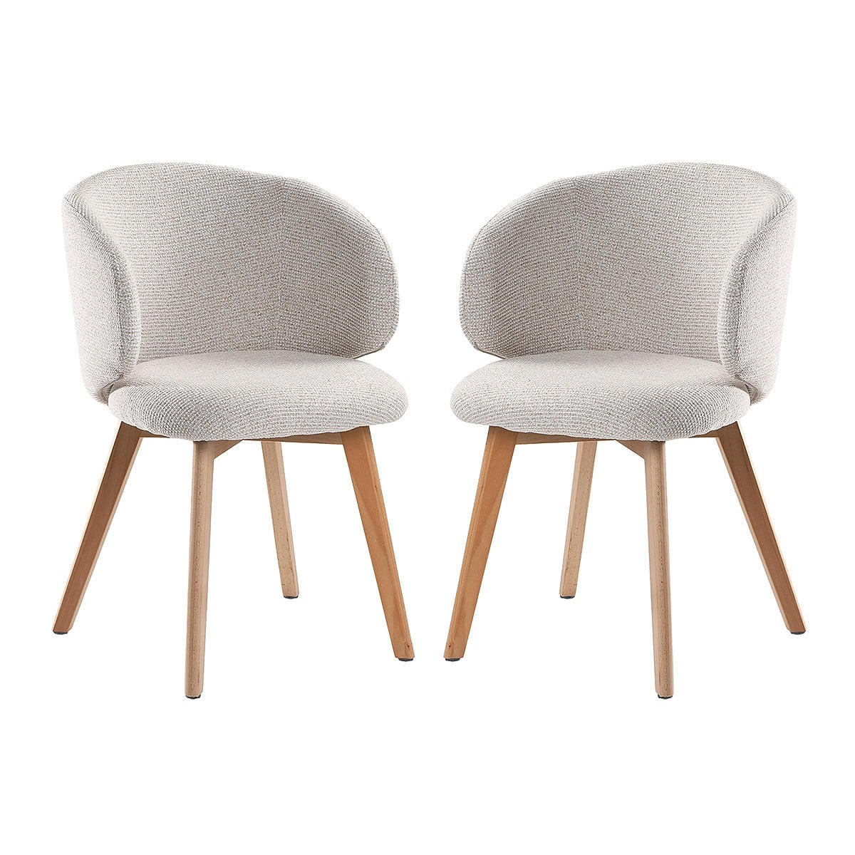 STÜHLE 2er?Set aus stoff und massive Holzfüße 60/55/79 cm - Beige, Textil (55/79/63.5cm) - Calicosy