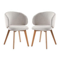 STÜHLE 2er?Set aus stoff und massive Holzfüße 60/55/79 cm - Beige, Textil (55/79/63.5cm) - Calicosy