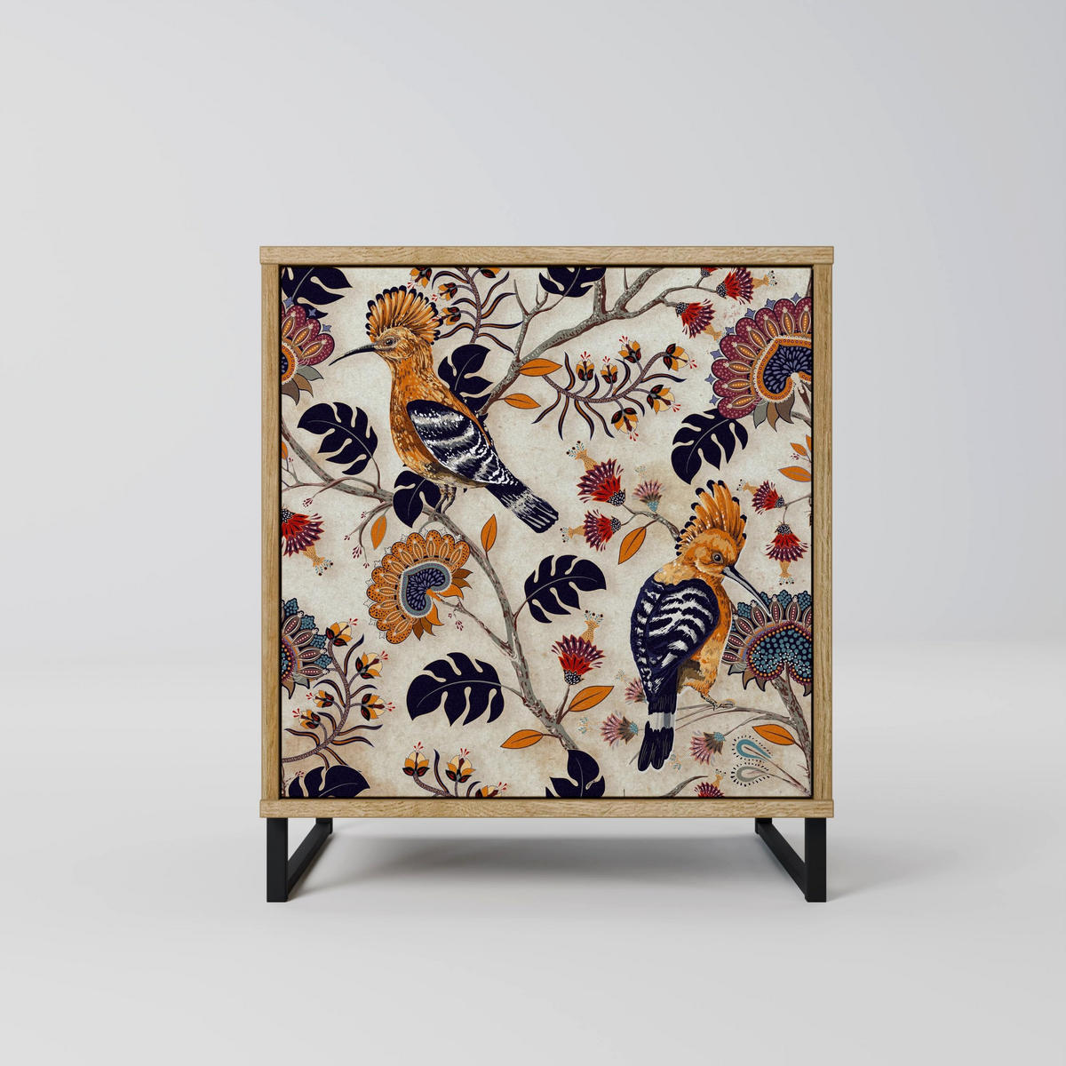 SIDEBOARD EMINENT HOOPOE, Eichefarben, 57,5x42x75,5 cm, Goldfarbene Metallfüße - Eichefarben/Goldfarben, Holzwerkstoff/Metall (57.5/75.5/42cm) - SpaceRebels