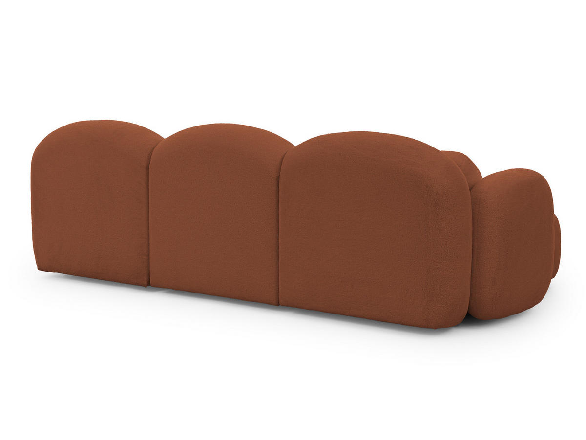 WOHNLANDSCHAFT Nuvola mit abgerundetem Design Terrakotta Bouclé-Stoff - Terra cotta/Schwarz, Holz/Kunststoff (268/80/146cm) - S-Style Möbel