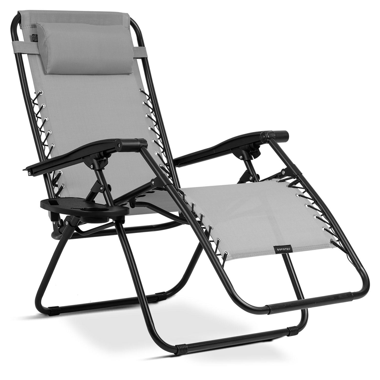 GARTEN-RELAXSESSEL Klappbarer mit Kissen, Grau - Grau, Metall (60/102/110cm)