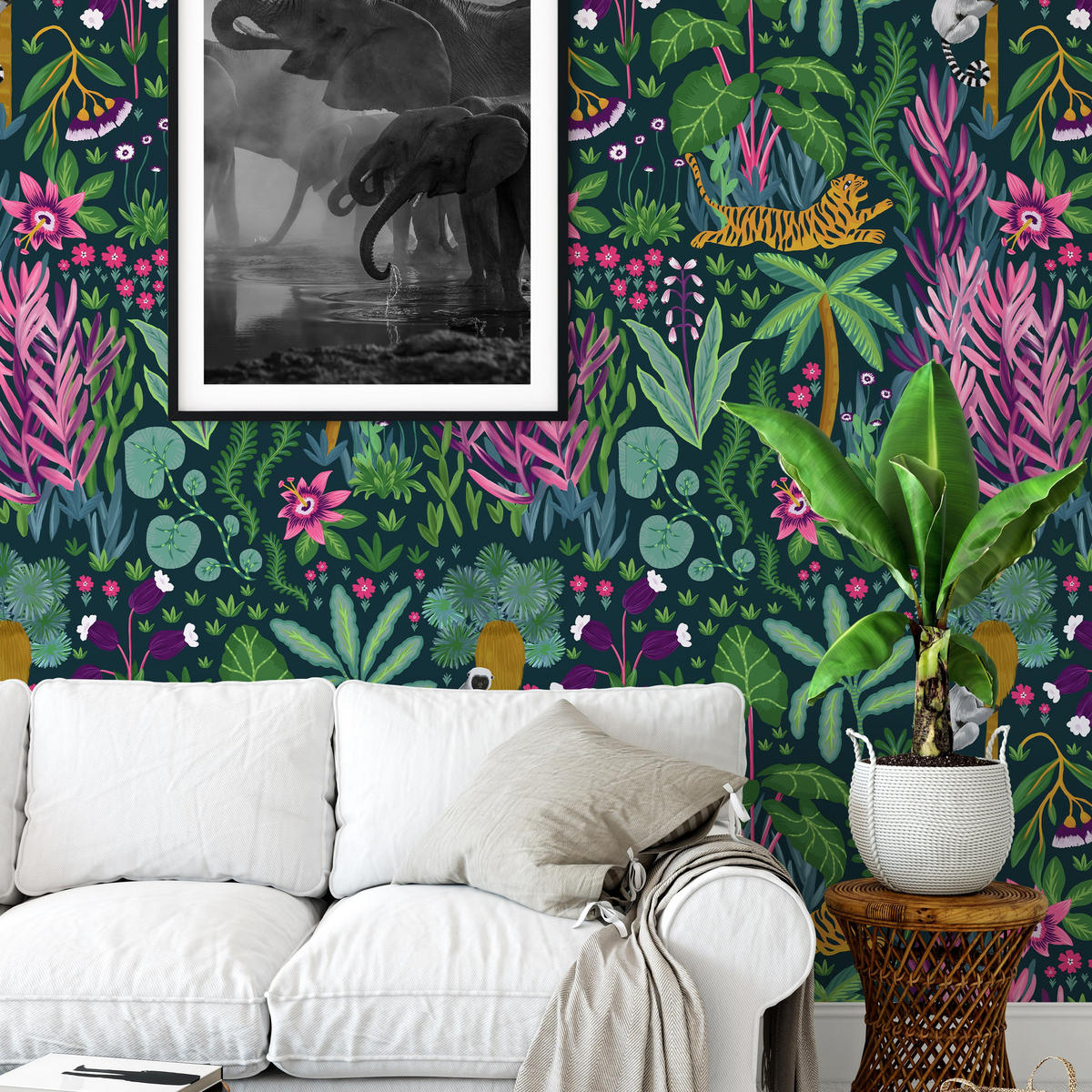 TAPETE Dschungel aus echtem Papier, 200x280cm, 8 Bögen - Grün, Papier (200/280cm) - WALLPAPERS4BEGINNERS