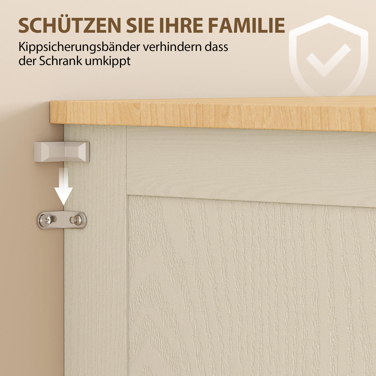 KÜCHENSCHRANK MDF Cremeweiß - Creme/Schwarz, Holzwerkstoff/Metall (40/182.5/76cm) - HOMCOM