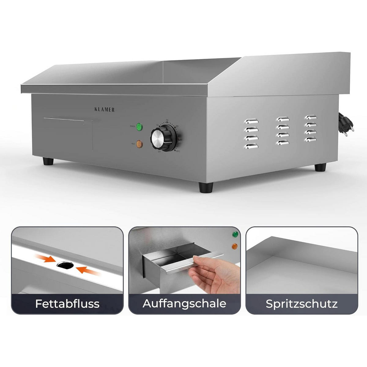 ELEKTROGRILL 3000W Edelstahl - Edelstahlfarben, Metall (43.5/23.5/55cm) - KLAMER