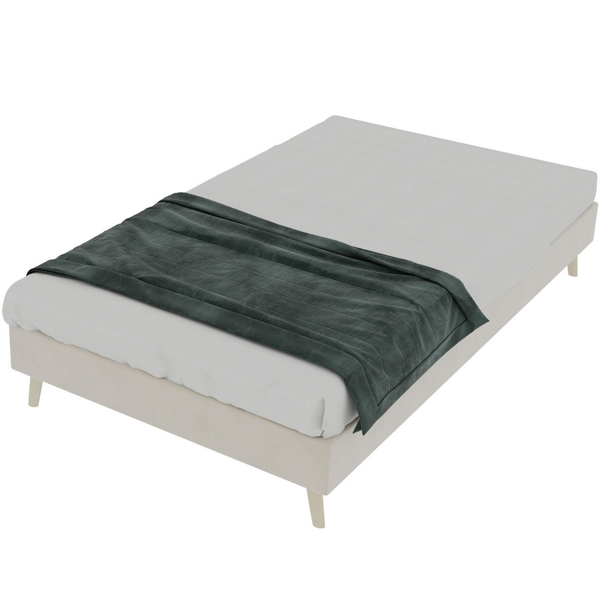 POSTEĽNÝ rám 90/200 cm béžový s pevnou nosnou konštrukciou z látky a kovu - béžová, textil (90/200cm) - OKWISH