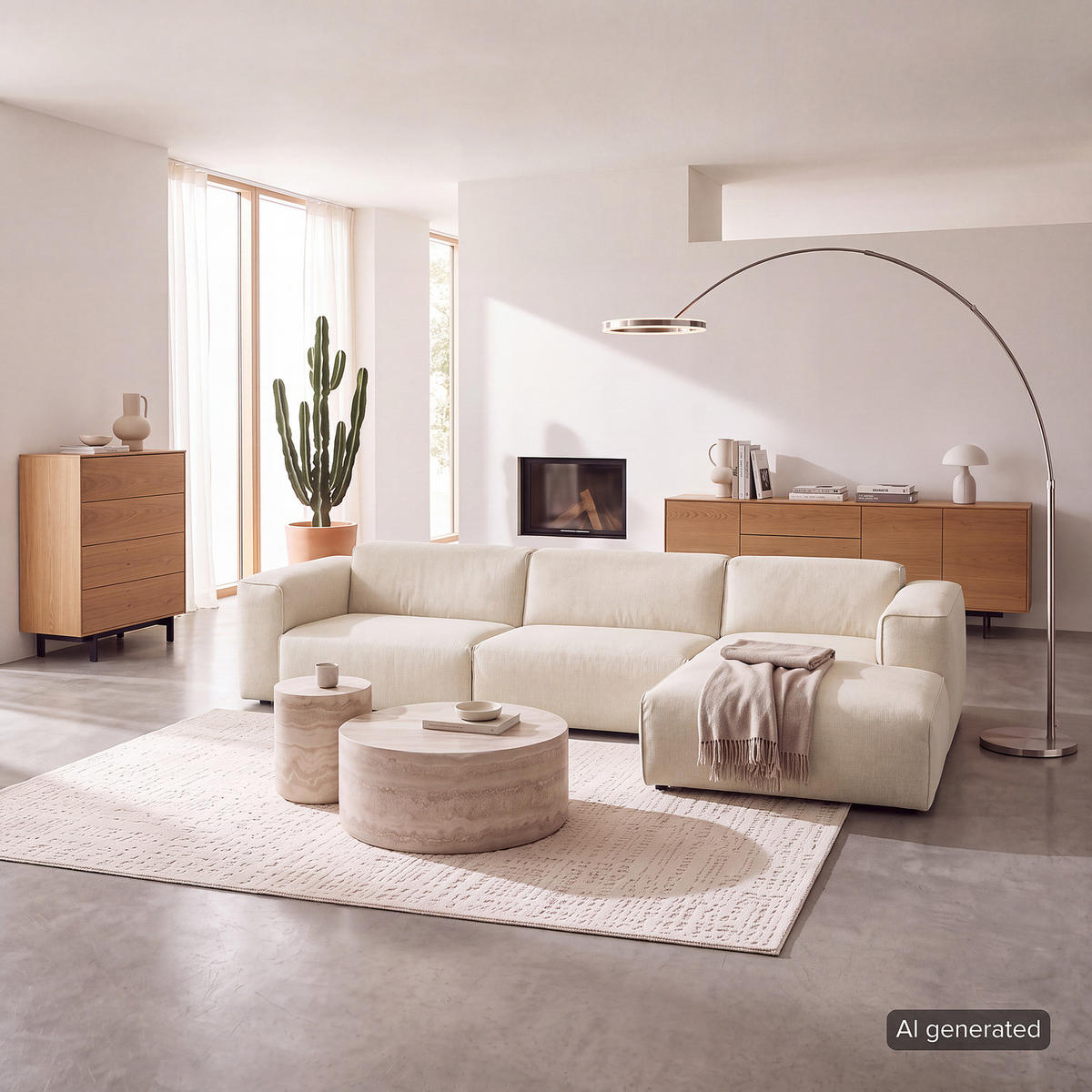 3-SITZER ECKSOFA mit Longchair - Beige/Schwarz, Kunststoff/Textil (317/173cm) - home24