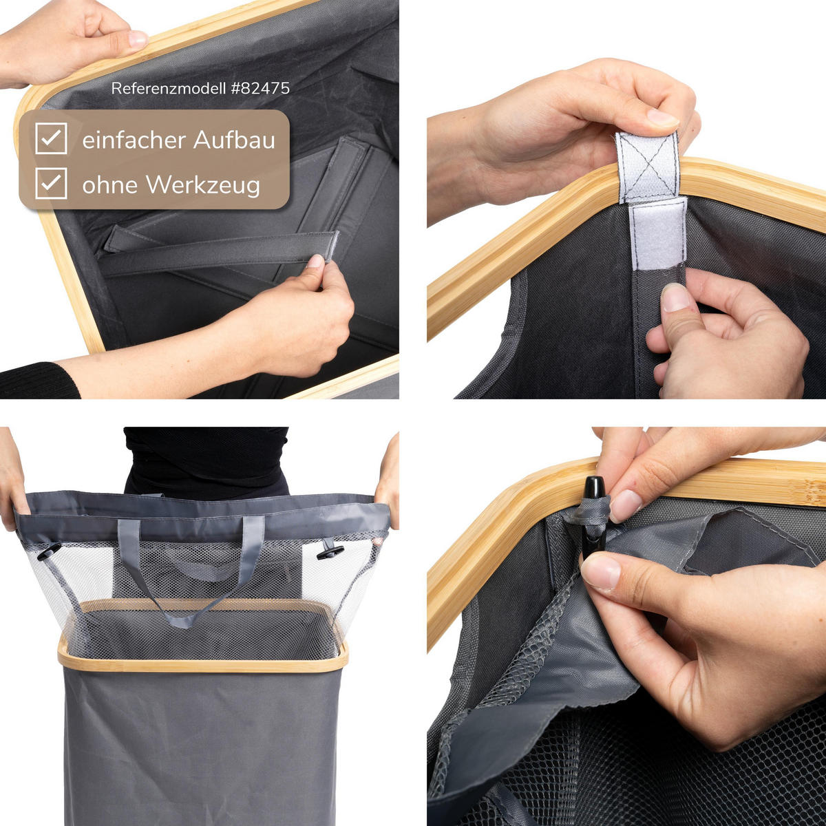 WÄSCHESAMMLER 60 Liter, beige - Beige, Textil (41/45.5/33cm) - bremermann