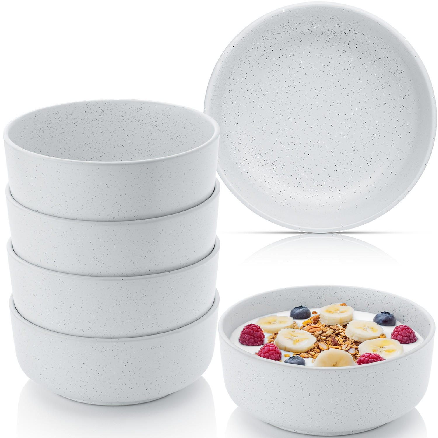 SCHALEN LEEDS FROST - 6 teilig aus Steingut - Weiß, Stein (16.5/16.5/6.5cm) - Sänger