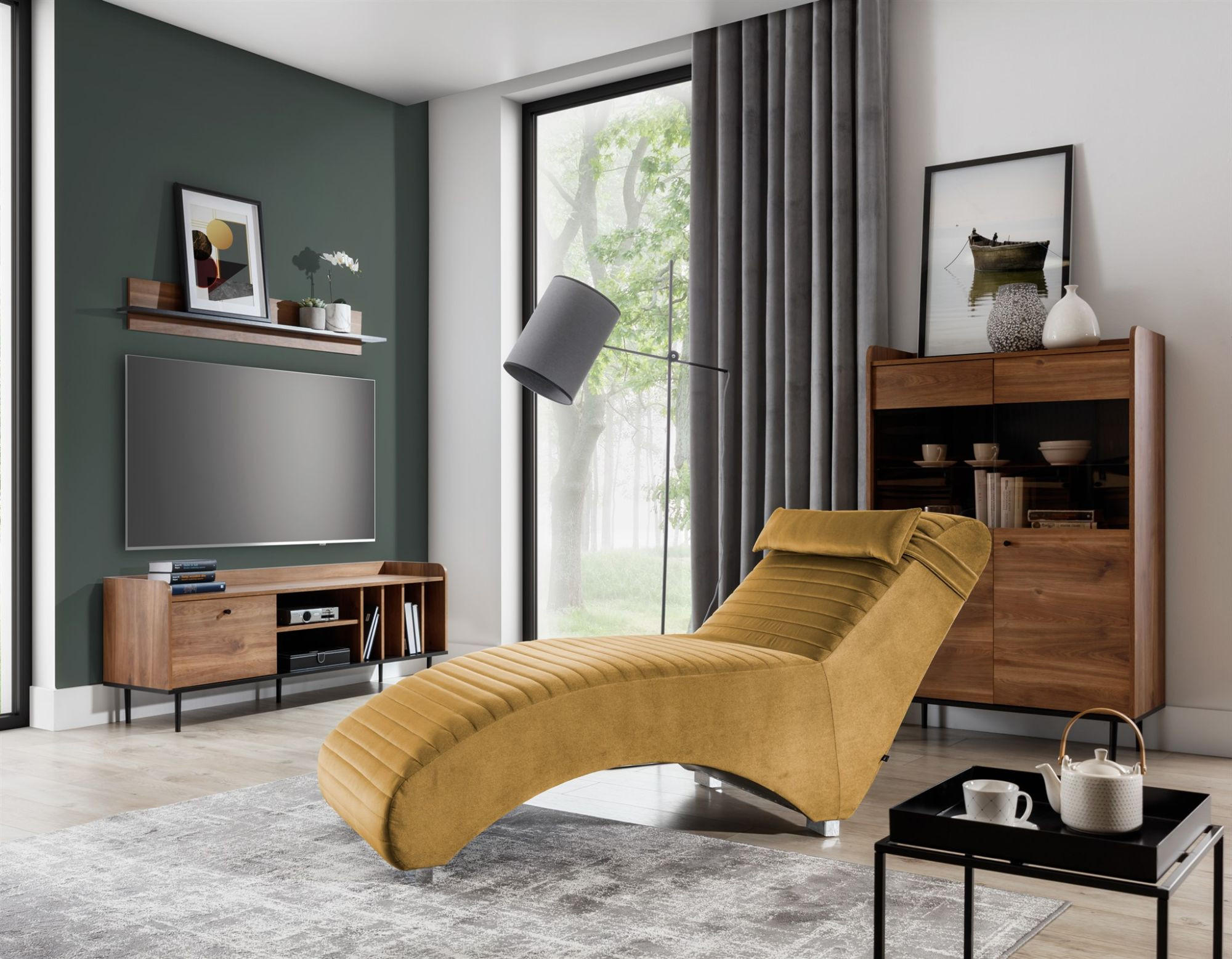 RELAXLIEGE Abramo In Kronos - Currygelb, Holzwerkstoff/Textil (73/80/170cm) - Fun Möbel