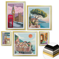 WANDBILDER 5er Set - 50x50 cm & 20x30 cm & 40x60 cm Goldrahmen - Obstposter Zitronen Orangen - Goldfarben, Kunststoff (40/60cm) - ArtPrintCave