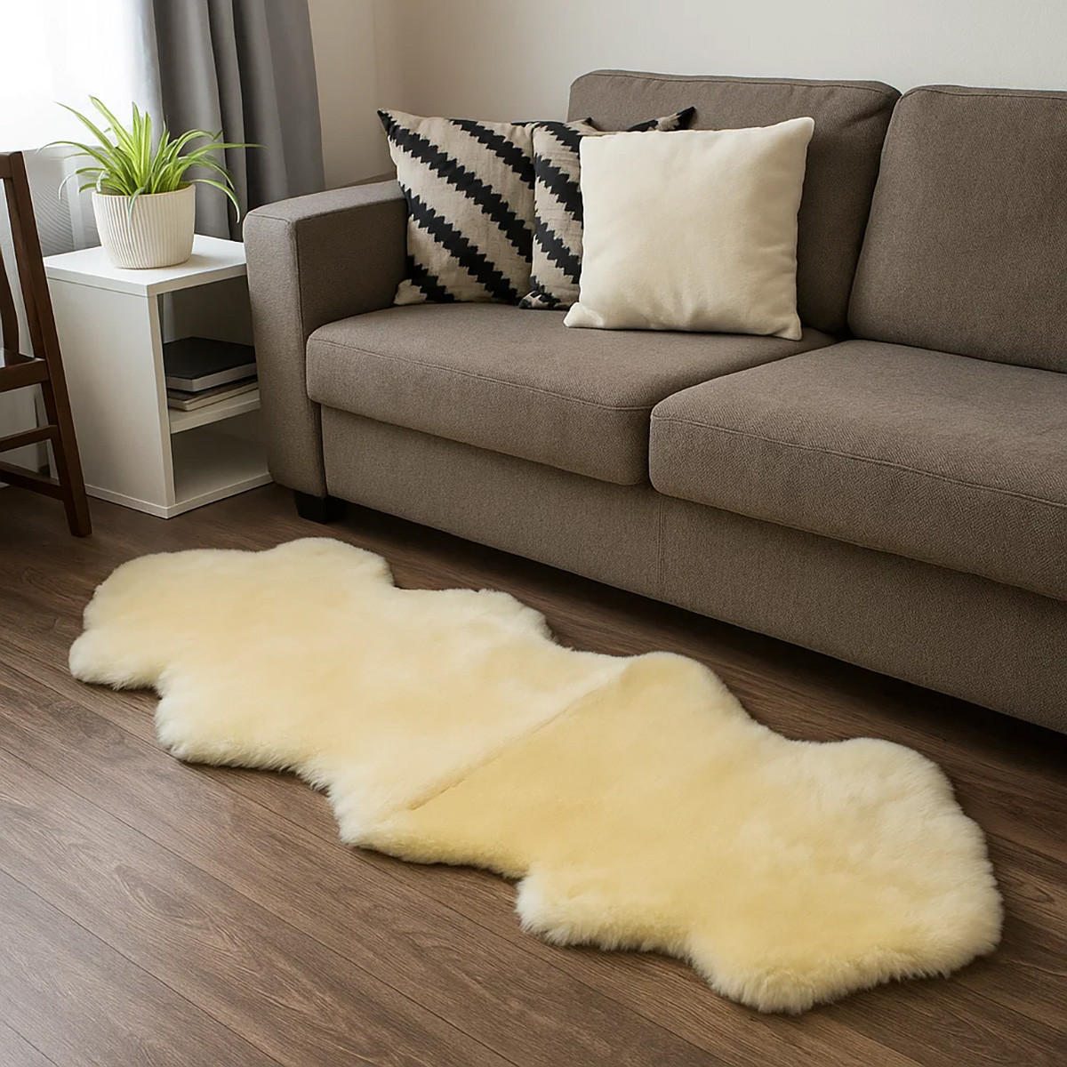 Thumbnail - Provellus Teppich, Weiß, Beige, Gold, Fell, 70x190 cm, Teppiche & Böden, Teppiche, Fellteppiche