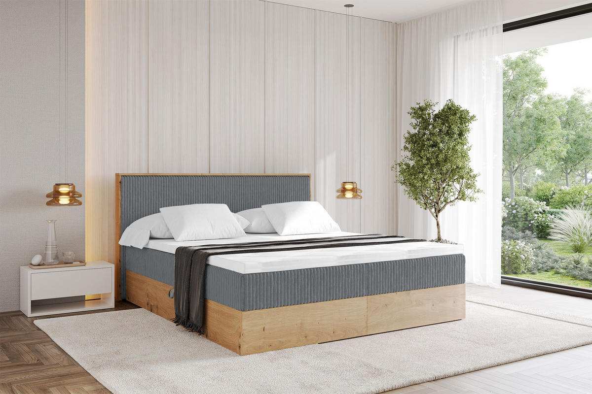 BOXBETT LOLLI9 - 160x200 - H3 Dunkelgrau - Dunkelgrau, Holzwerkstoff (160/200cm) - ALTDECOR